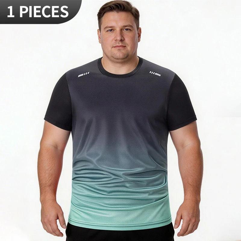 

Men's Plus Size Short Sleeved Spring/Summer Youth Gradient T-Shirt Quick Drying Breathable Sporty Comfortable Fashionable