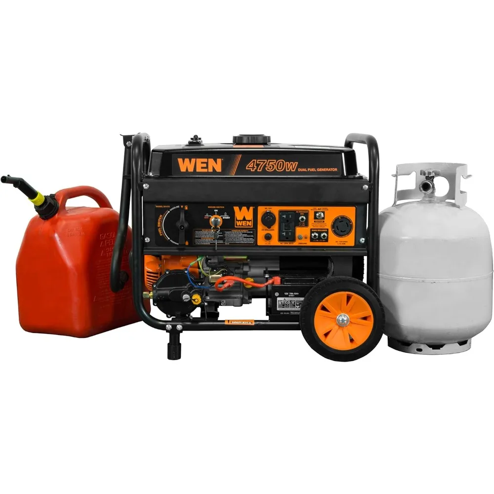 Dual Fuel 120V/240V Portable Generator with Electric Start Transfer Switch Ready, 4750-Watt, CARB Compliant，Generator