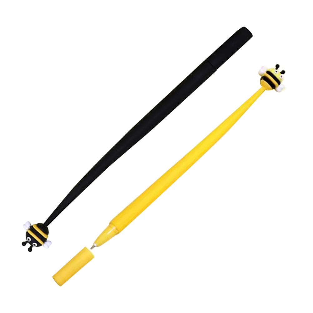 

2pcs Cute Bee Motif Gel 0.5Mm Fine Tip Smooth Writing Silicone Pen Comfortable Grip For Students Professionals Party Favors