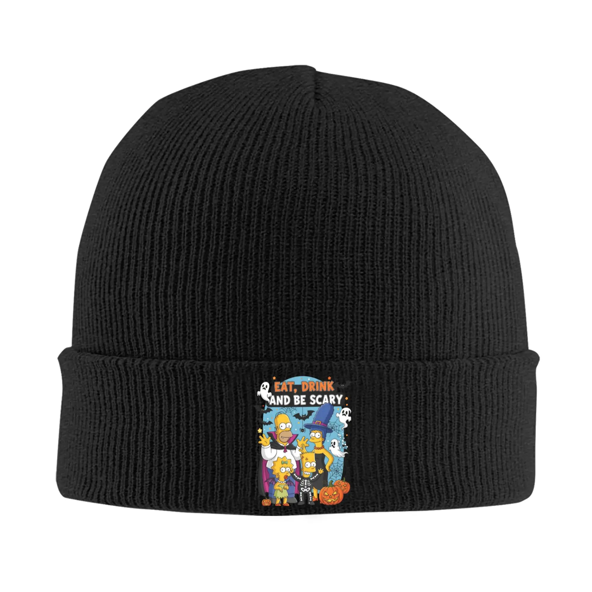 Cartoon S-Simpsons Halloween Knitted Hat Women's Men's Beanie Autumn Winter Hat  Warm Melon Cap
