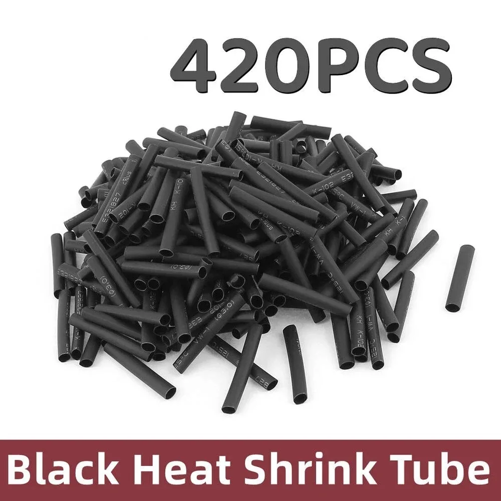 420pcs Black Heat Shrink Tube Glue Polyolefin Waterproof Sleeving Tubing Sleeve Wrap Tubing Kit Cable Sleeves image 2