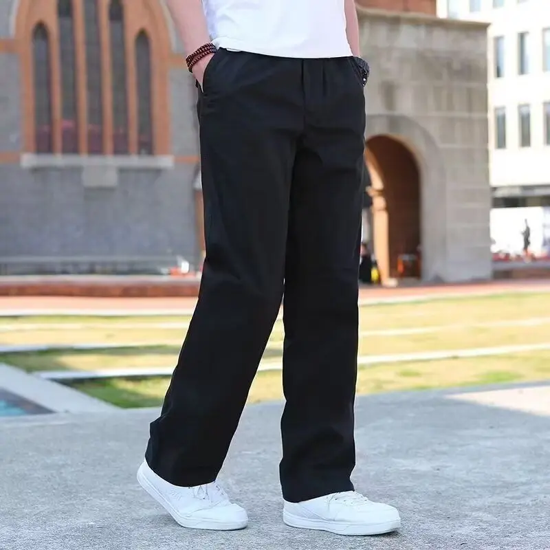 

Мужские свободные брюки прямого кроя для осени, однотонные, для активного отдыха, спортивные, длинные, тонкие, повседневные, рабочие, из полиэфирного волокна, молодежные