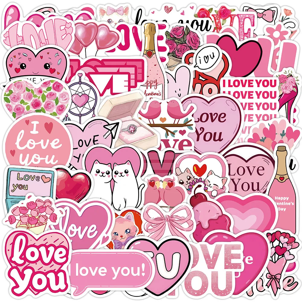 50PCS Cartoon Valentinstag Liebe Graffiti Aufkleber Gitarre Notebook Gepäck Telefon Fall DIY Wasserdichte Aufkleber