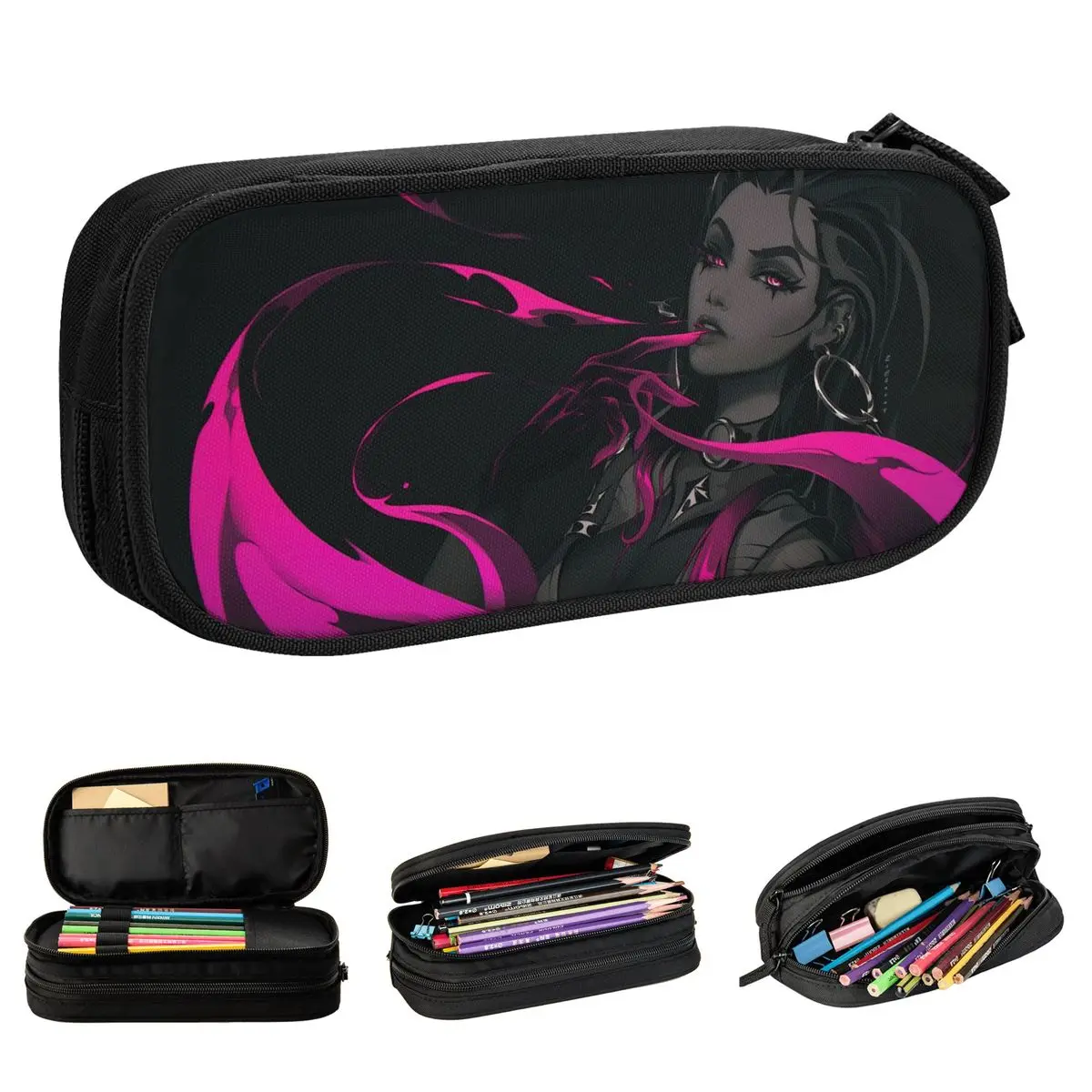 Reyna Valorant Shooting Game Pencil Case Computer Accessories Pen Bag Student Large Storage School Supplies Gifts Pencil Box