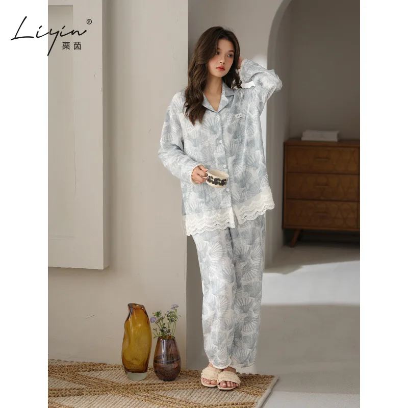 브라가 포함된 면 소재 여성 파자마 세트 여성용 따뜻한 겨울 파자마 패셔너블한 홈웨어 파자마 귀엽고 부드러운 파자마 세트