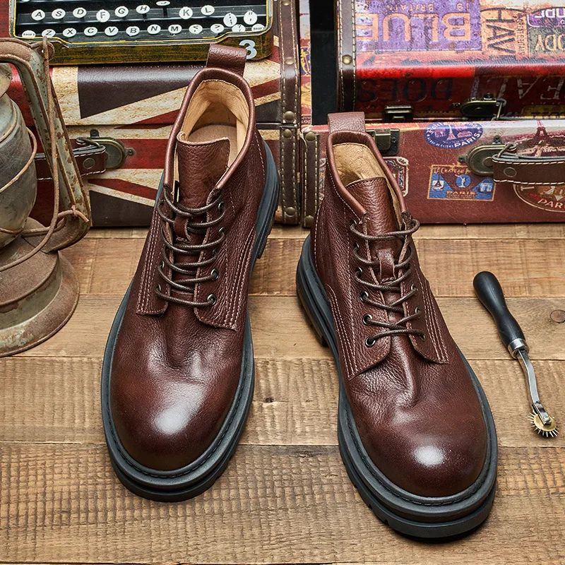O.Z.TESHI-Botas de senderismo para hombre, zapatos de cuero de vaca para deportes al aire libre, nieve, escalada, montaña, caza, caminar, zapatillas