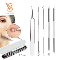 5 PCS Blackhead Remover Comedones Extractor Acne Removal Kit for Blemish, Whitehead Popping, Zit Removing for Nose Face Tools