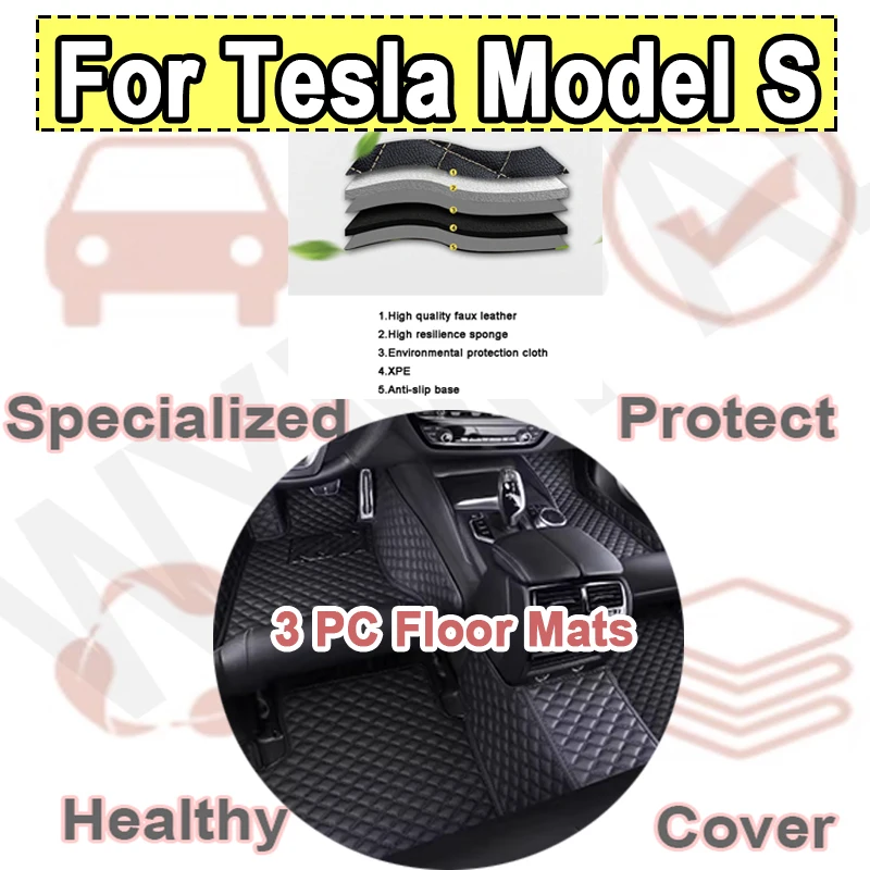 

Luxury Car Mats For Tesla Model S 2012~2022 Luxury Carpet Auto Interior Parts Floor Leather Mat Set Car Accessories Waterproof