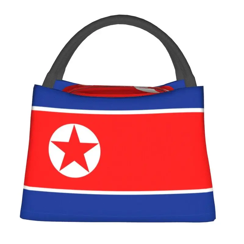 Custom Flag Of North Korea Insulated Lunch Bags for Women Resuable Cooler Thermal Bento Box Outdoor Camping Travel