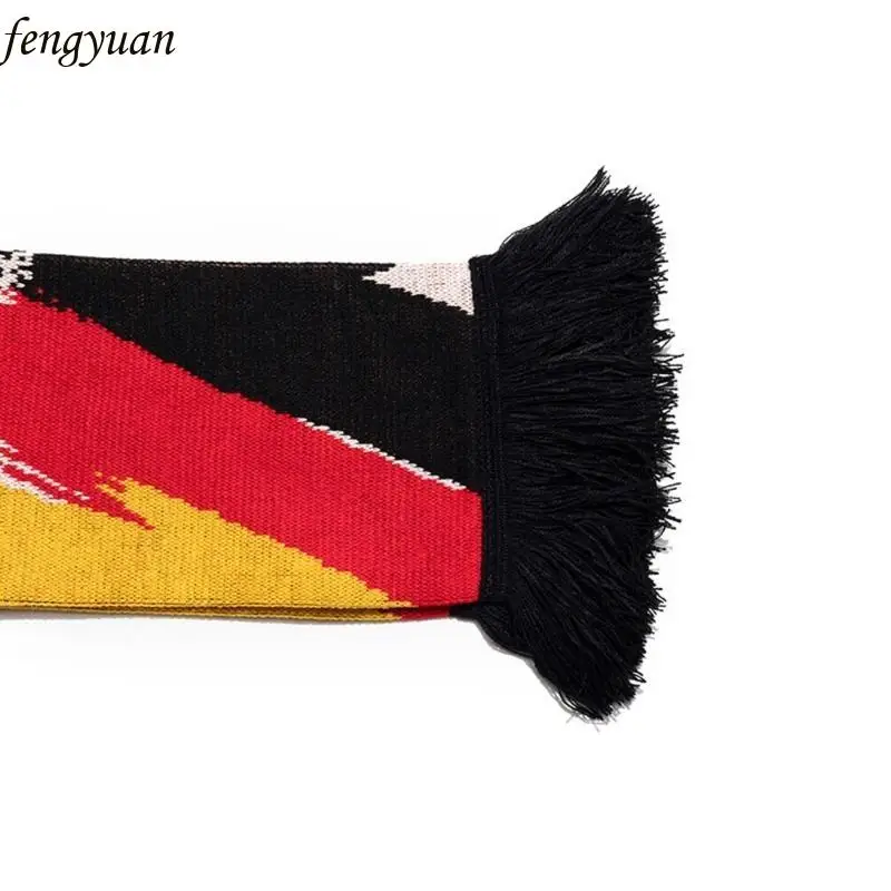 

B2QE Popular Germany Fan Scarf with Tassels Long Neck Scarf Deutschland Shoulder Wrap for European Cup Event Everyday Wear