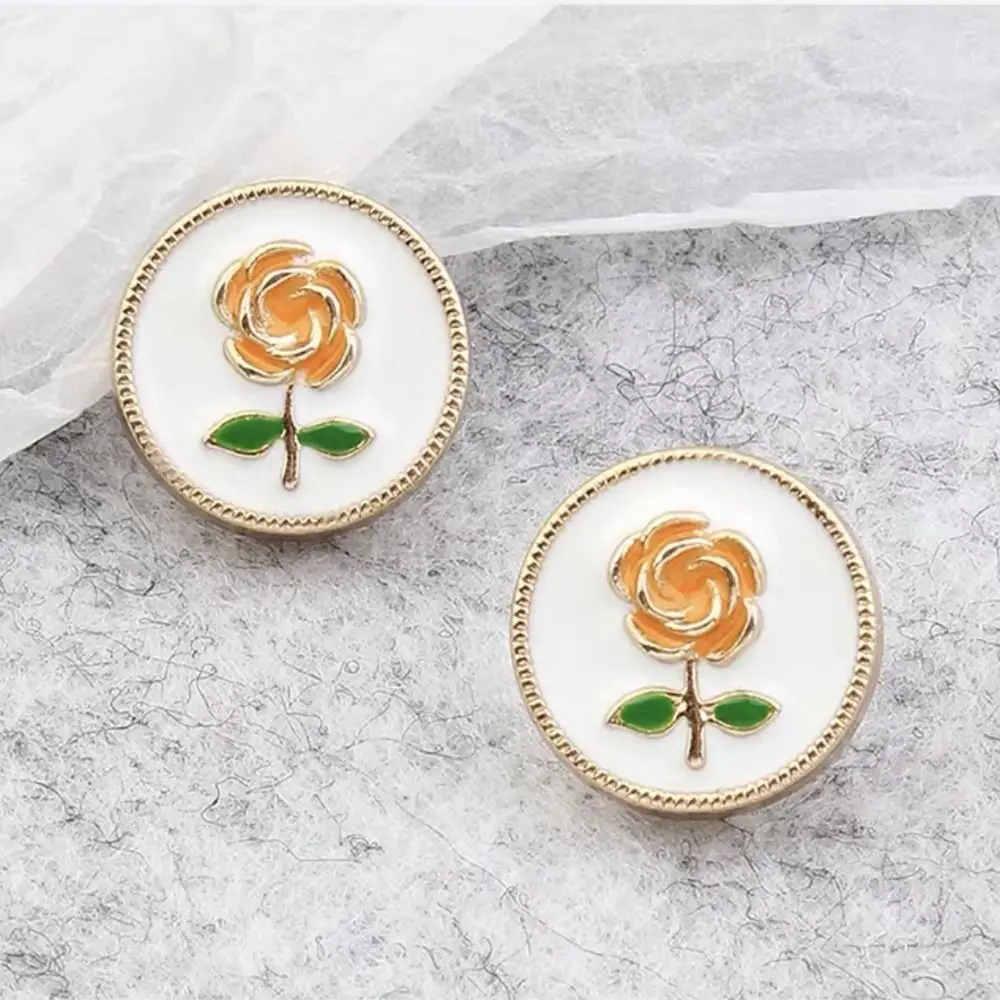 10Pcs Handmade Clothing Accessories Needlework Shirt Buttons Sewing Accessories Rose Metal Buttons Decoration Button