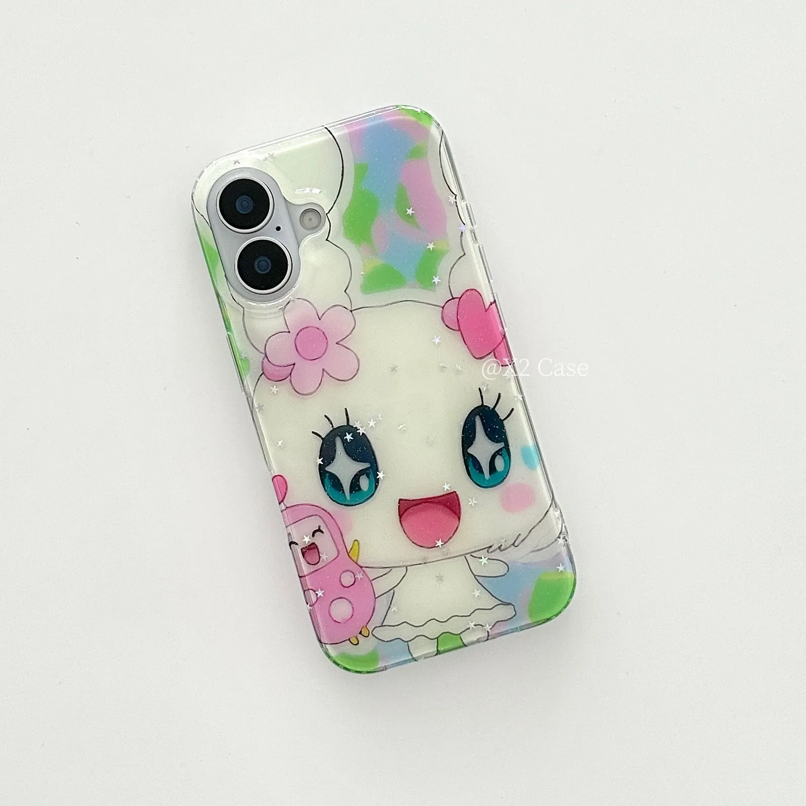 Ins Korean Cartoon TamagotchiS Phone Case for Samsung Galaxy S25 S24 S23 S22 S21 FE Ultra Plus 4G 5G Feather Texture Back Cover - náhled 2