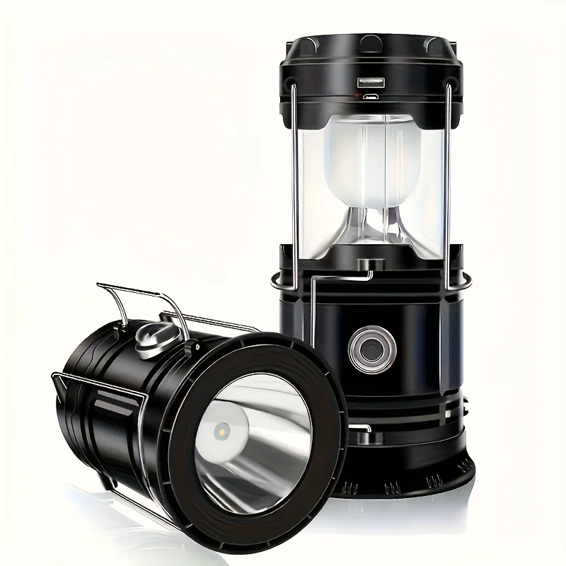 Solar Lantern Flashlight USB Rechargeable Led Camping Lantern Collapsible & Portable for Emergency Hurricanes Power Outage Storm