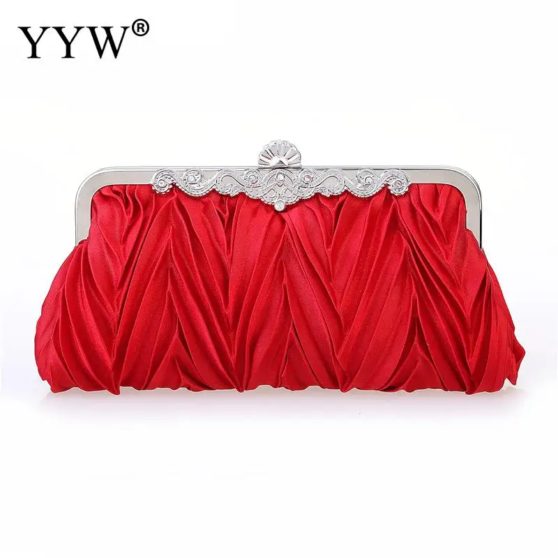 Luxury Satin Elegant Clutch Bag With Chain Shoulder Bags Wedding Solid Envelope Pouch Ladies Party Banquet Clutches Purse