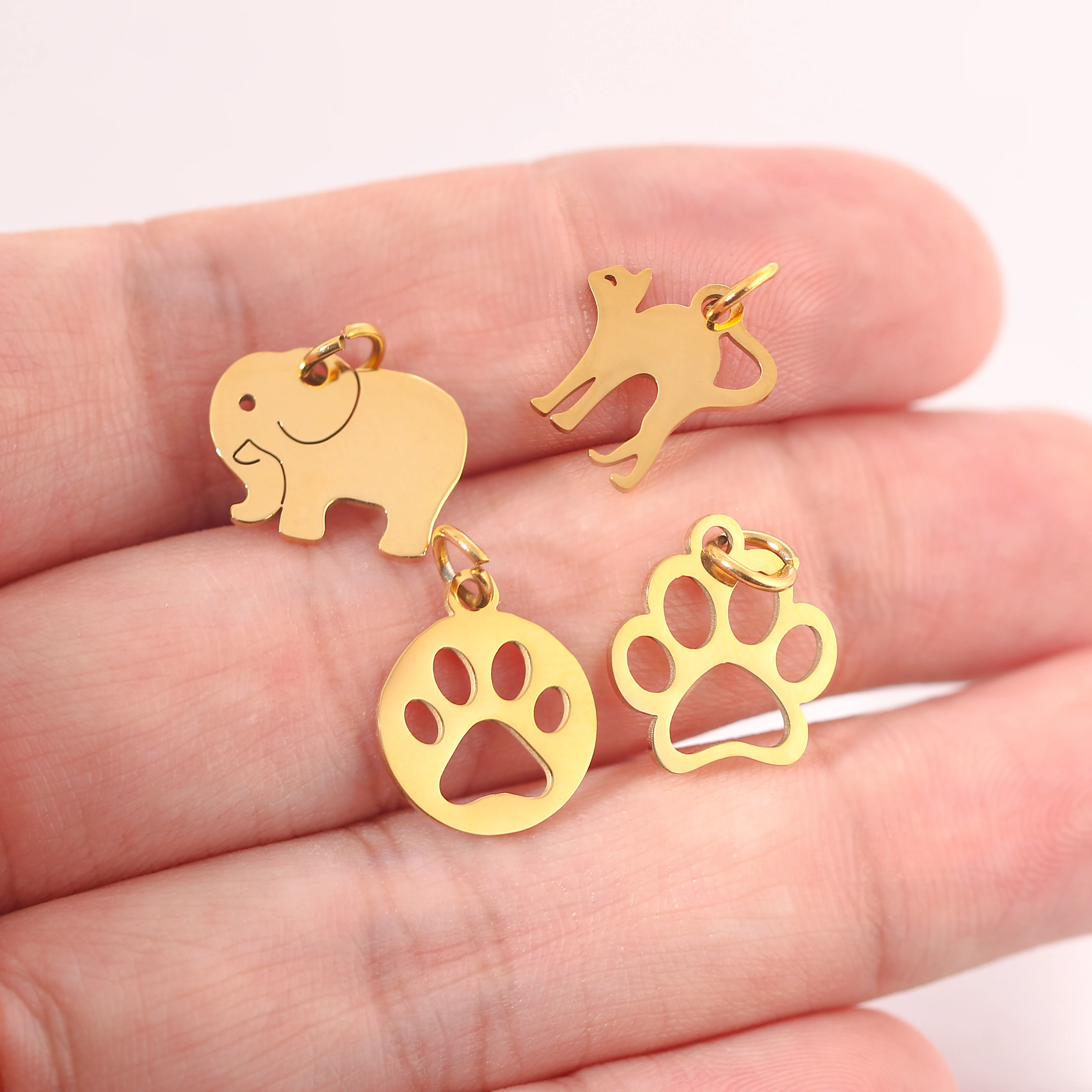 5Pcs/Lot Animal Claw Charms Stainless Steel Cat/Slephant/Hummingbird/Yoga Charm Diy Naszyjniki Kolczyki Biżuteria Wisiorki — zdjęcie 3