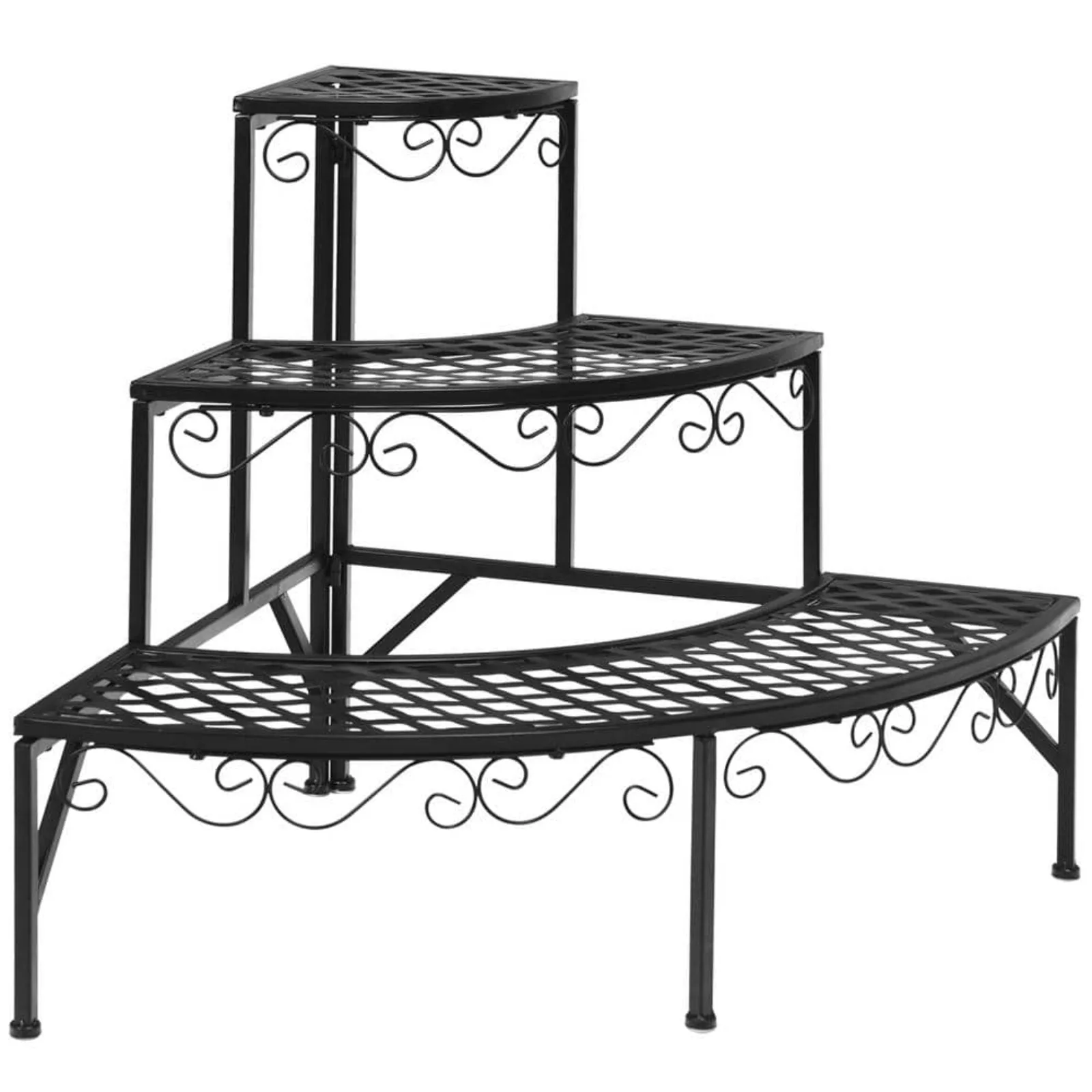 US 24 in Soporte de Metal negro para plantas, esquina de acero para interiores y exteriores, alto, 3 niveles