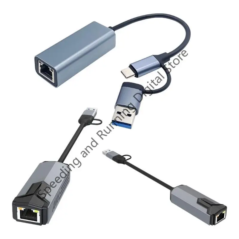 อะแดปเตอร์การ์ดเครือข่าย 5000Mbps USB/Type-C เป็น RJ45 อะแดปเตอร์ 5Gbps USB 3.0 การ์ดเครือข่ายแบบมีสาย Gigabit ตัวแปลง HUB สำหรับพีซีและแล็ปท็อป