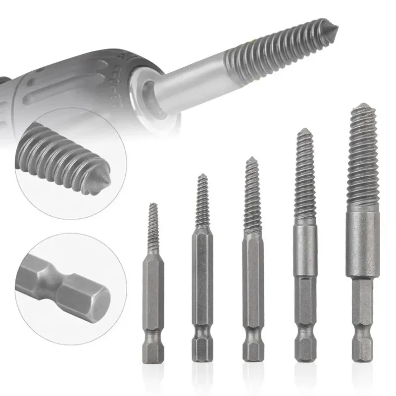 

5pcs Stripped and broken screw extractor, broken screw extractor, electric hex shank removal tool set