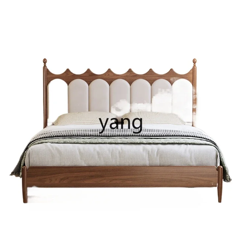 

XYY solid wood bed 1.8m double bed master bedroom first layer leather bedroom modern simple bed