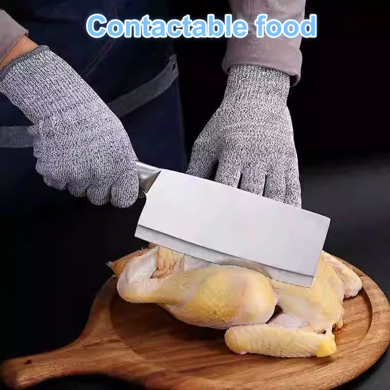 Grade 5 Cut Resistant Gloves Machine Washable  Kitchen HPPE Scratch Resistant Glass Cutting Safety Protection for Gardeners