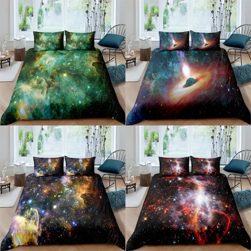 

Cosmic Milky Way Print Polyester Bedding Sets Child Kids Covers Boys Bed Linen Set for Teens king size bedding set