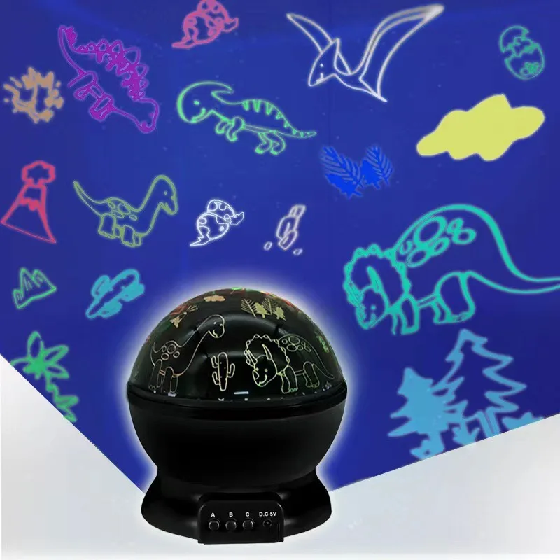Lampka nocna LED z projektorem dinozaurów z Parku Jurajskiego, automatyczna zmiana kolorów, światła USB RGB do pokoju dziecięcego, na przyjęcie urodzinowe.