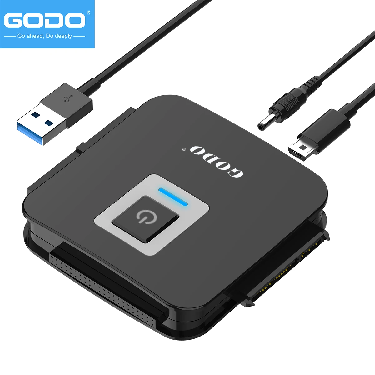 GODO-Kit Adaptador de Disco Rígido com Conversor de Cabos SATA, IDE para USB 3.0, 2.5 \