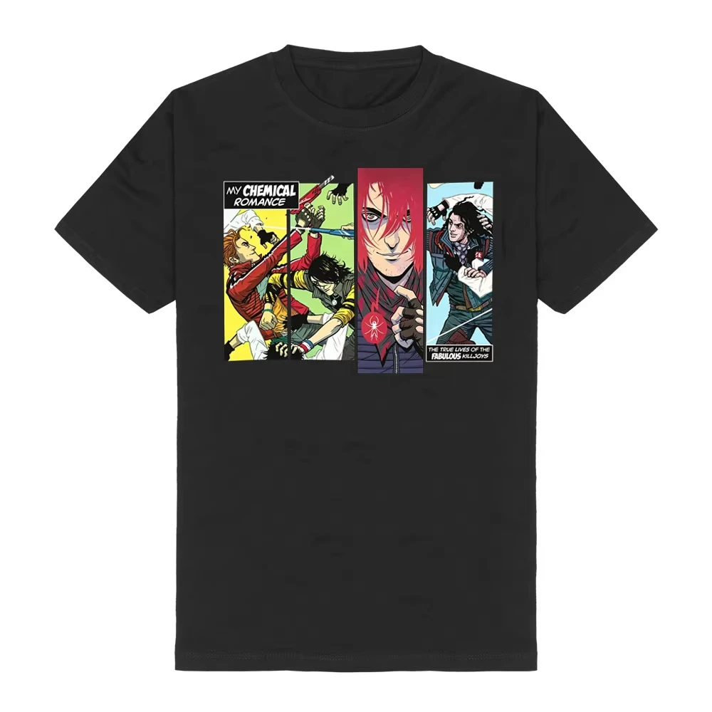 Summer Hot Sale My Chemical Romance Band American Rock Musical Adaptation Style Cartoon Print O-neck T Shirt Unisex Vintage Top