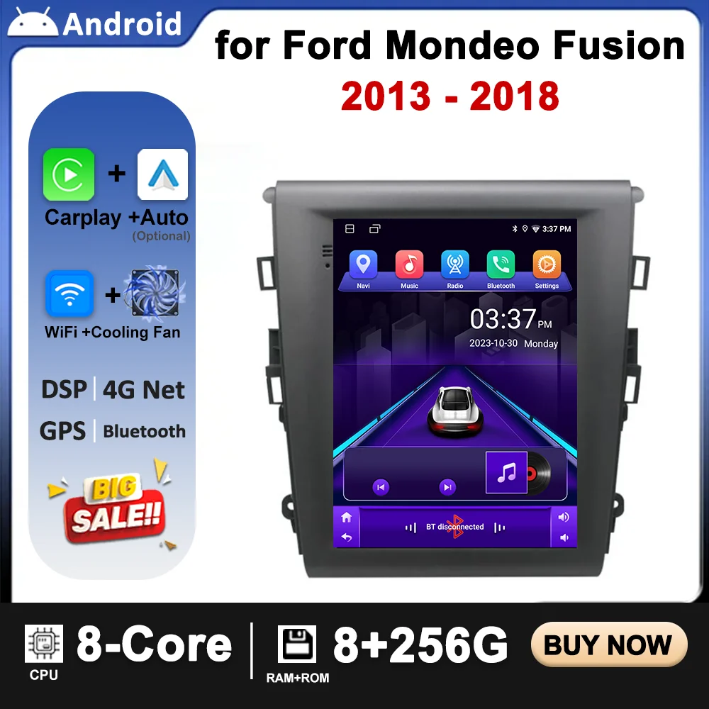 9.7 inch Android 14 For Ford Mondeo Fusion MK5 2013 - 2018 Car Stereo Radio Multimedia Video PlayerWIFI GPS Carplay Head Unit BT