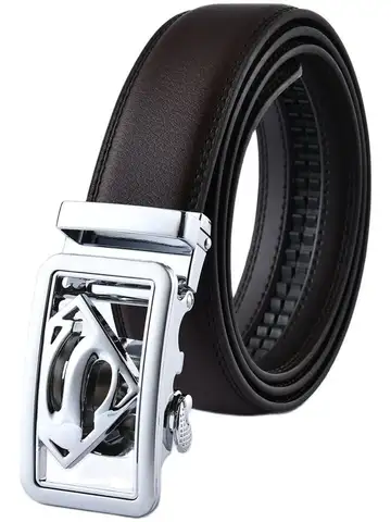 Belts For 3.5cm Width Fashion Automatic Buckle Black Genuine Leather Men's Jeans High Quality Waist Male Strap