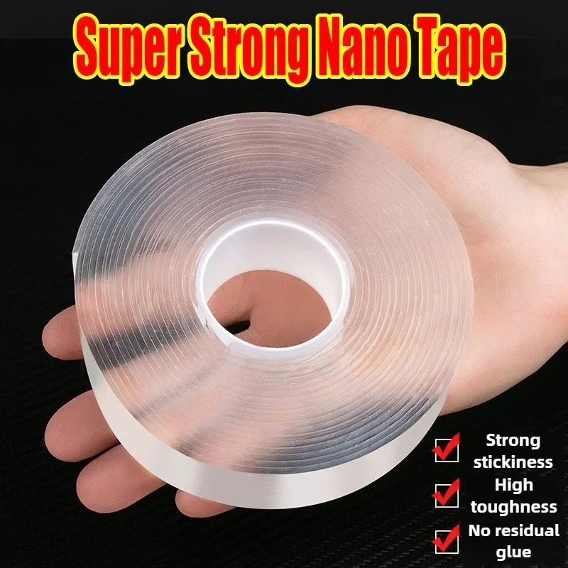 1PC Clear Heavy Duty Double Sided Tape, Reusable Waterproof Heat Resistant Mounting Tape for Auto Home Bathroom