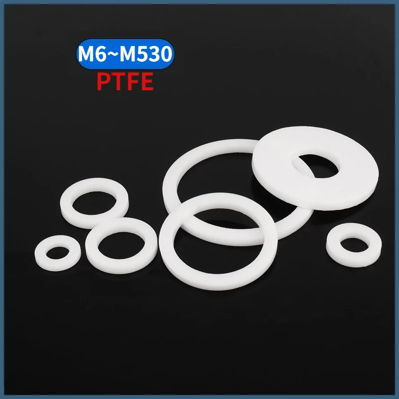 M6 M8 M10 M16 M20 M30 M35 M45~M530 PTFE Flat Washer White Sealing Gasket High Temperature Resistance Spacer for Water Pipe Joint
