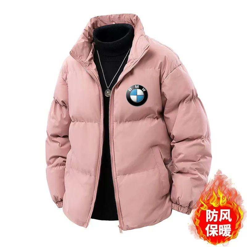 

BMW Printed 2025 Autumn/Winter Thick Solid Color Loose Breadms Trendy Couple Cotton Jackets Sports Stand up Collar Cotton Jacket