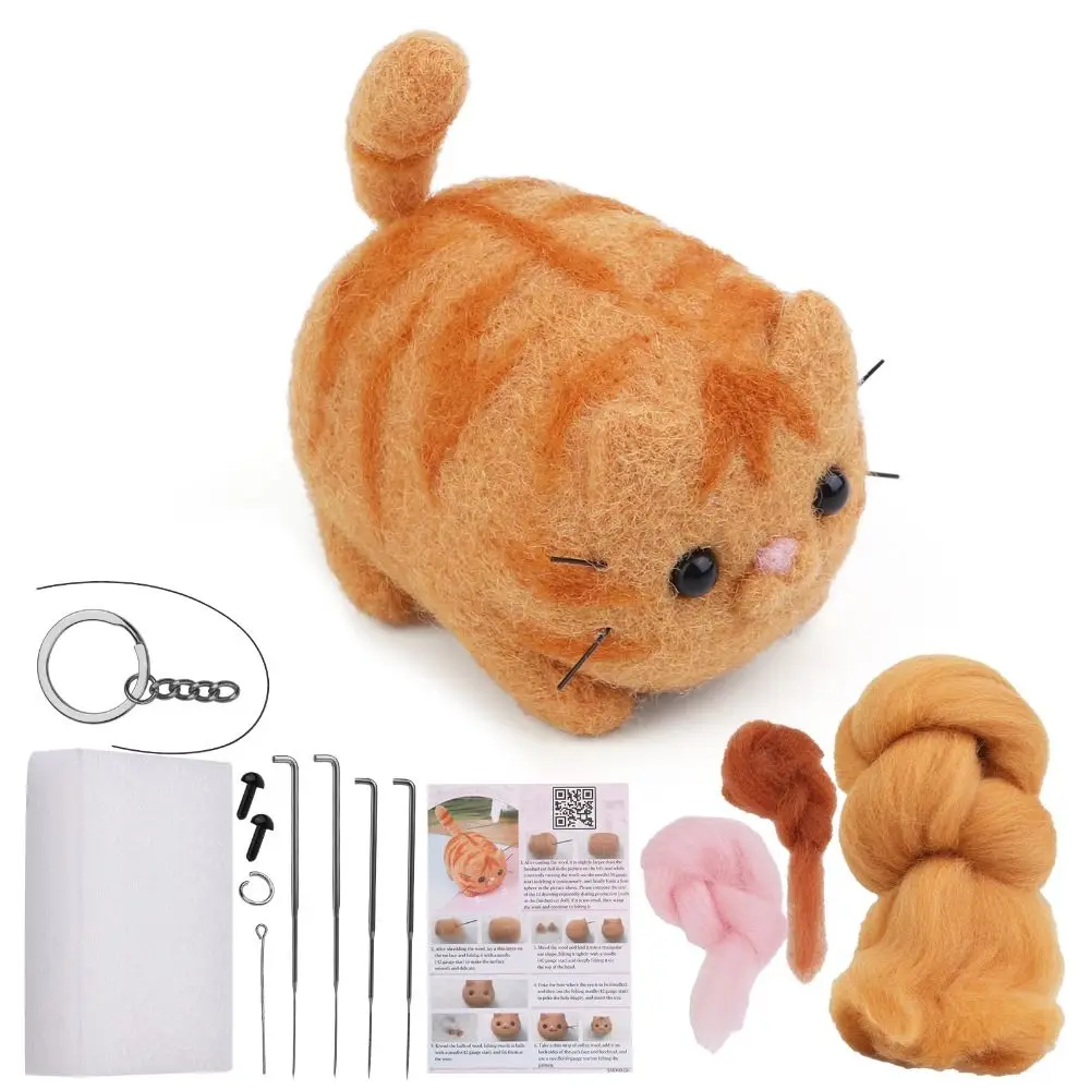 Needlework Needle Felting Kit Animal Handmade Felting Starter Kit Package Material Wool Felting DIY Wool Felt Materials Set