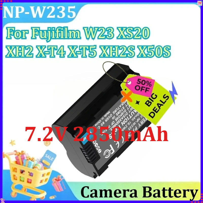 

For Fujifilm W23 XS20 XH2 X-T4 X-T5 XH2S X50S GFX100S 50SII Rechargeable Battery 7.2V 2850mAh NP-W235 NP W235 Camera Battery