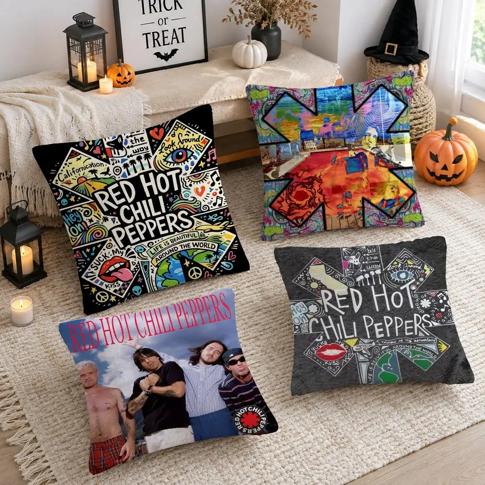 Rock Band R-Red Hot Chili Peppers Cushion Cover Soft Plush Cushion Case Throw Pillowcase Cozy Home Sofa Bed Living Room Decor