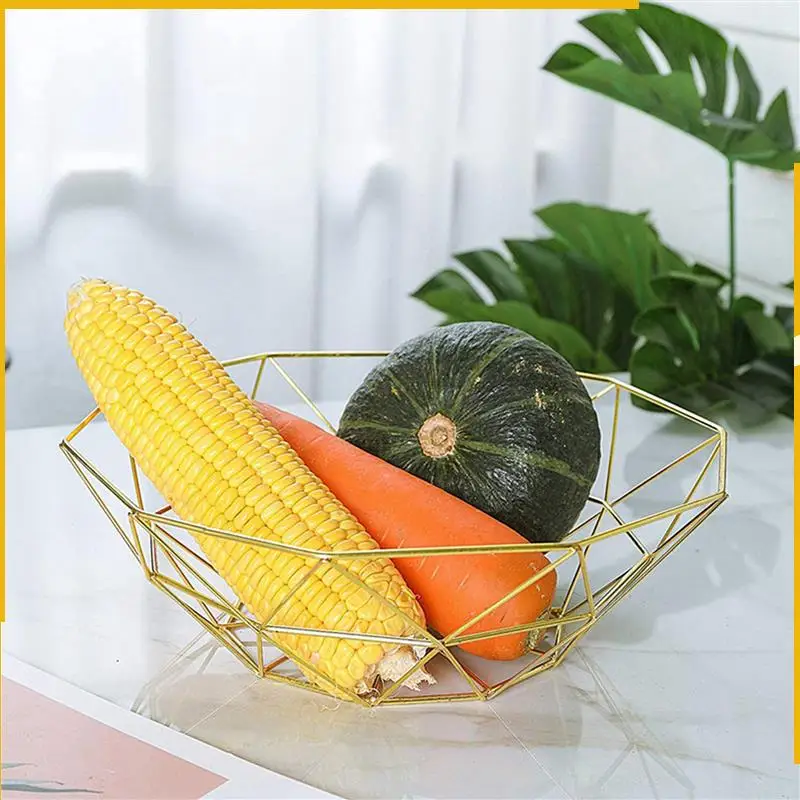 

A92P 4X Metal Wire Fruit Basket Fruit Bowl, Large Round Bread Storage Bowl Stand