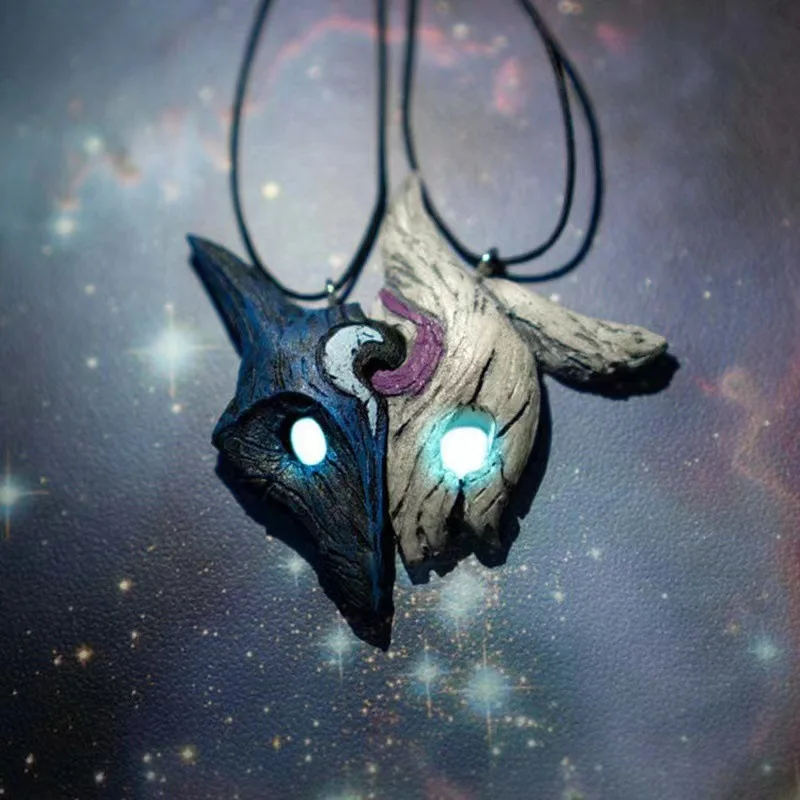 Collar de Cosplay de la Liga de Leyendas del juego, colgante de LOL Kindred, pareja de cazadores eternos, joyería para hombre y mujer, accesorios de regalo