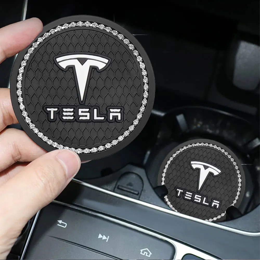 

Автомобильный подстаканник с алмазной подставкой, нескользящий коврик для интерьера автомобиля, Стайлинг для Tesla Model X Y S Model 3 Roadster SpaceX Cybertruck Invader