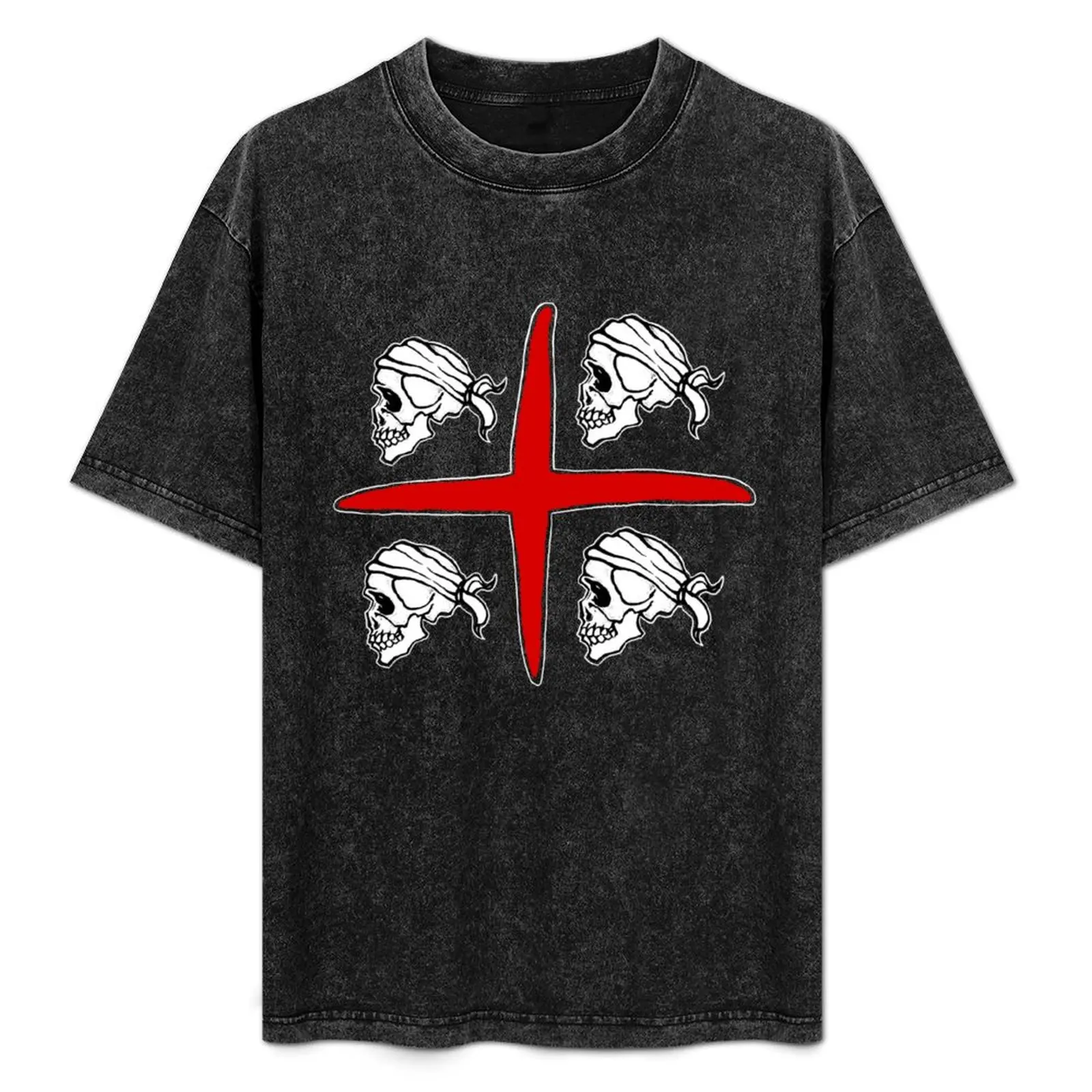 4 MORI CAGLIARI SARDEGNA LOGO 4 TESCHI Camiseta blanca Camiseta con estampado de algodón suave