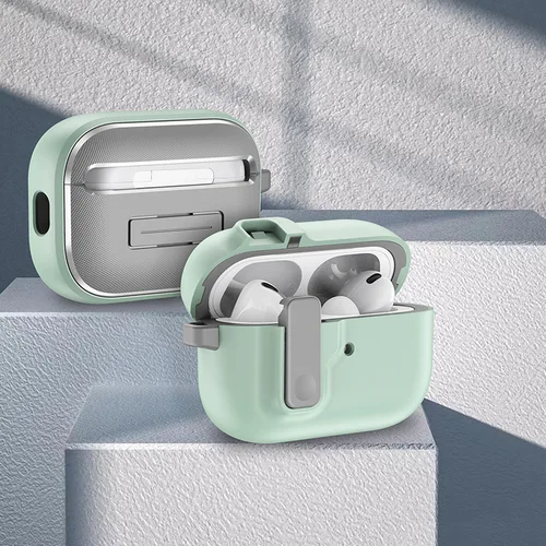Imagen 2 del producto Funda de bloqueo seguro con interruptor automático para AirPods Pro, segunda y 1a generación, nueva funda protectora para Apple AirPods 4, funda con llavero