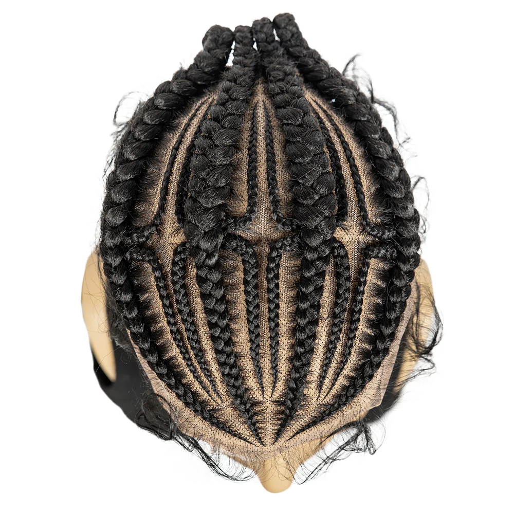 الاصطناعية الشعر القصير الرجال الشعر المستعار HD كامل الدانتيل الذكور قطع الشعر مع ضفائر كورنو الأبيض استبدال الشعر توبر للرجال #3