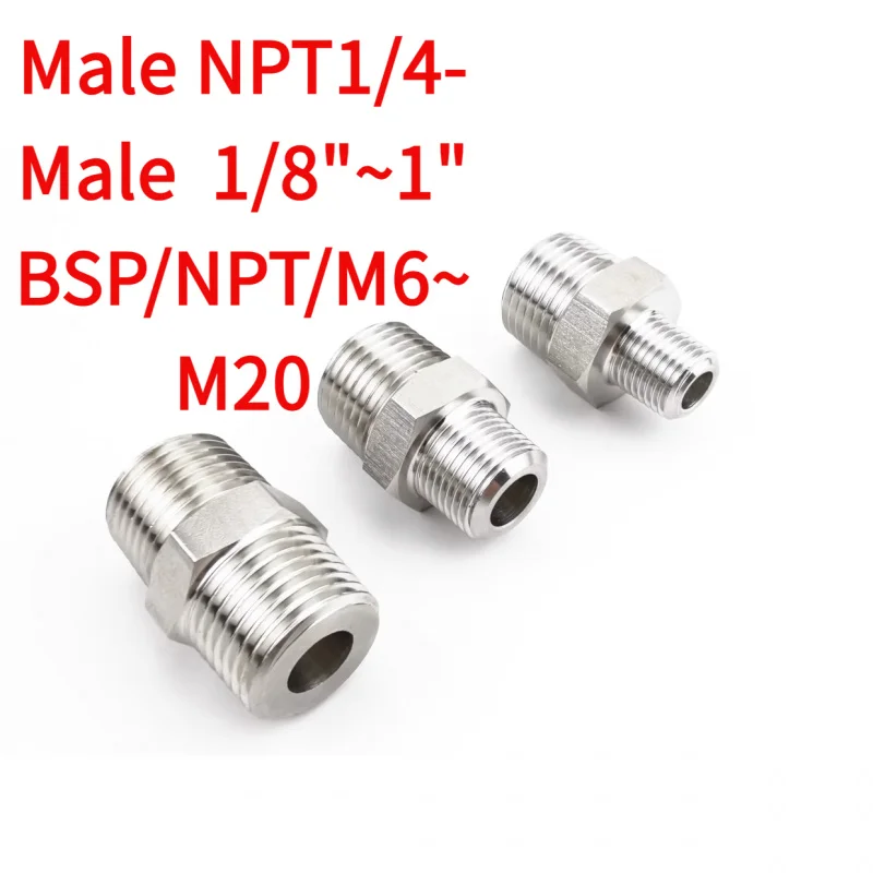 

Шестигранная ниппельная муфта NPT 1/4 дюйма на M6/M10/BSP — переходник для фитинга из нержавеющей стали 304