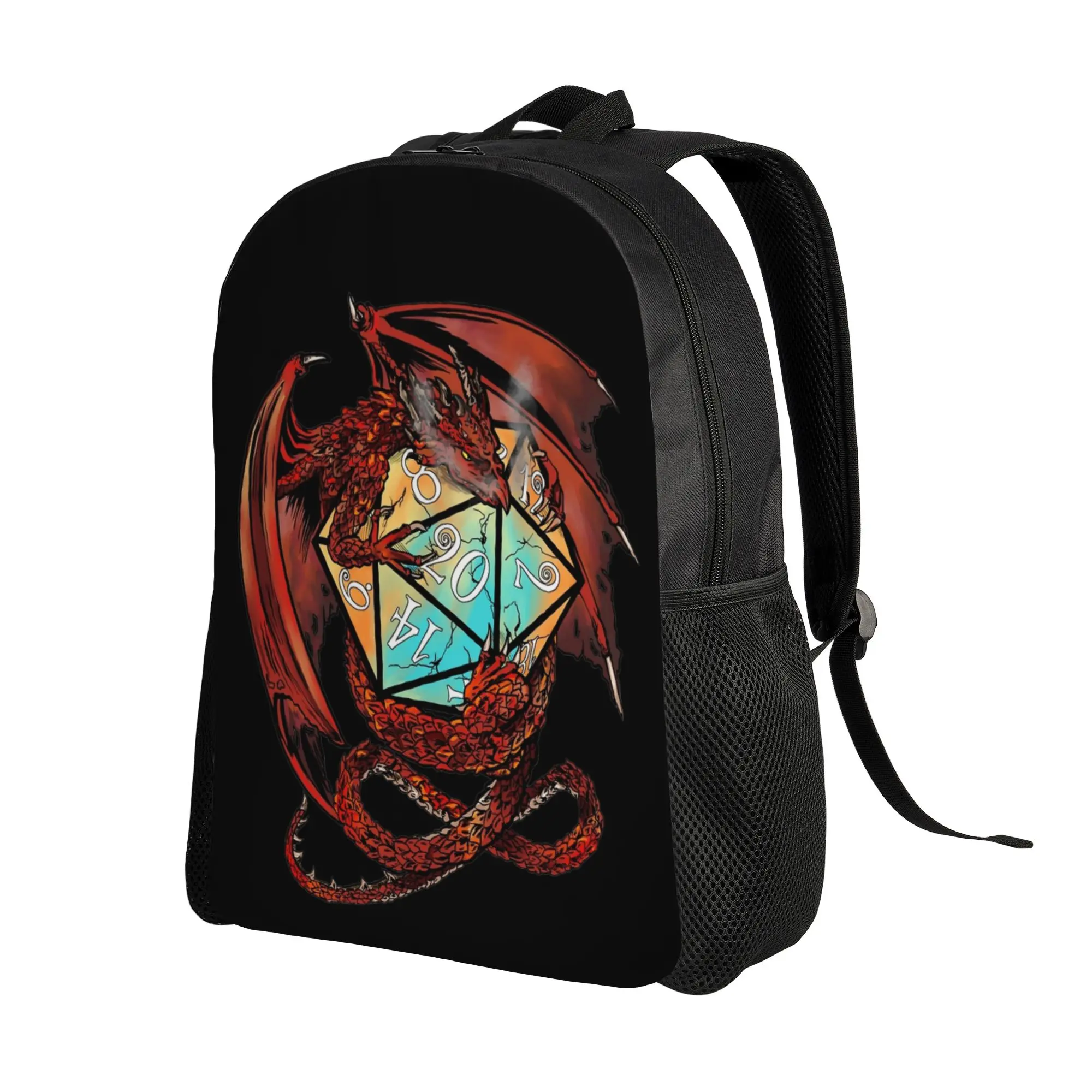 Red Dungeon Dragon Backpack for Men Women Casual Student Work Daypack Laptop Computer Canvas Bags Durable
