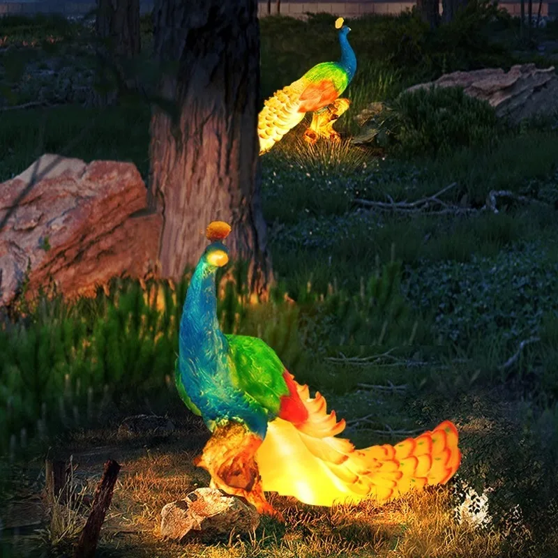 Simulation waterproof decorative peacock light, garden solar lawn light