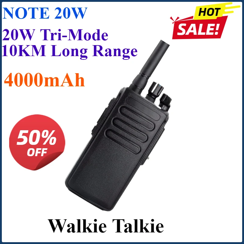 

20W 4000mAh NOTE 20W High Power Portable Radio Super Long Distance UHF 400-480MHz 16 Channel Handheld Walie Talkie