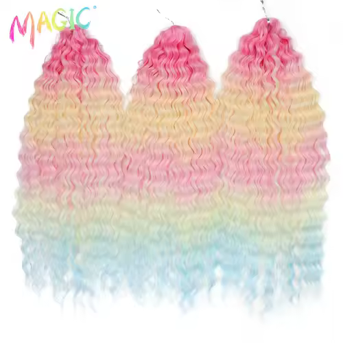 Magic Ariel Curl Hair Water Wave Twist Crochet Hair Synthetic Braid Hair Ombre Blonde 22 Inch Deep Wave Braiding Hair Extension - Image 69