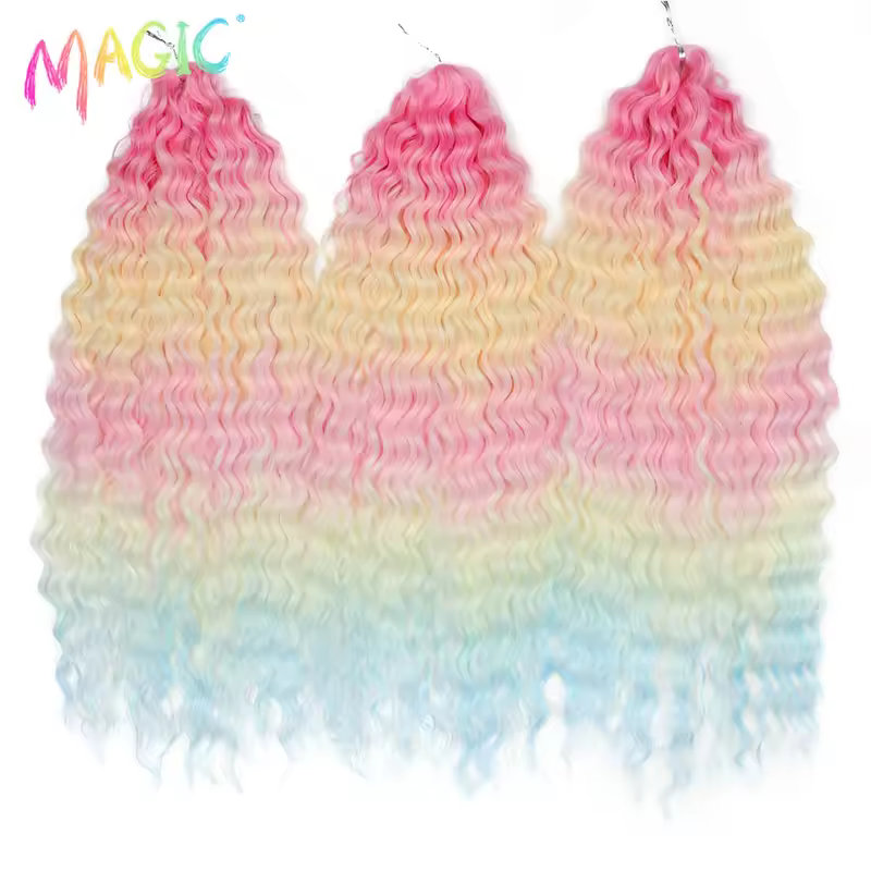 Magic Ariel Curl Hair Water Wave Twist Crochet Hair Synthetic Braid Hair Ombre Blonde 22 Inch Deep Wave Braiding Hair Extension - Image 69