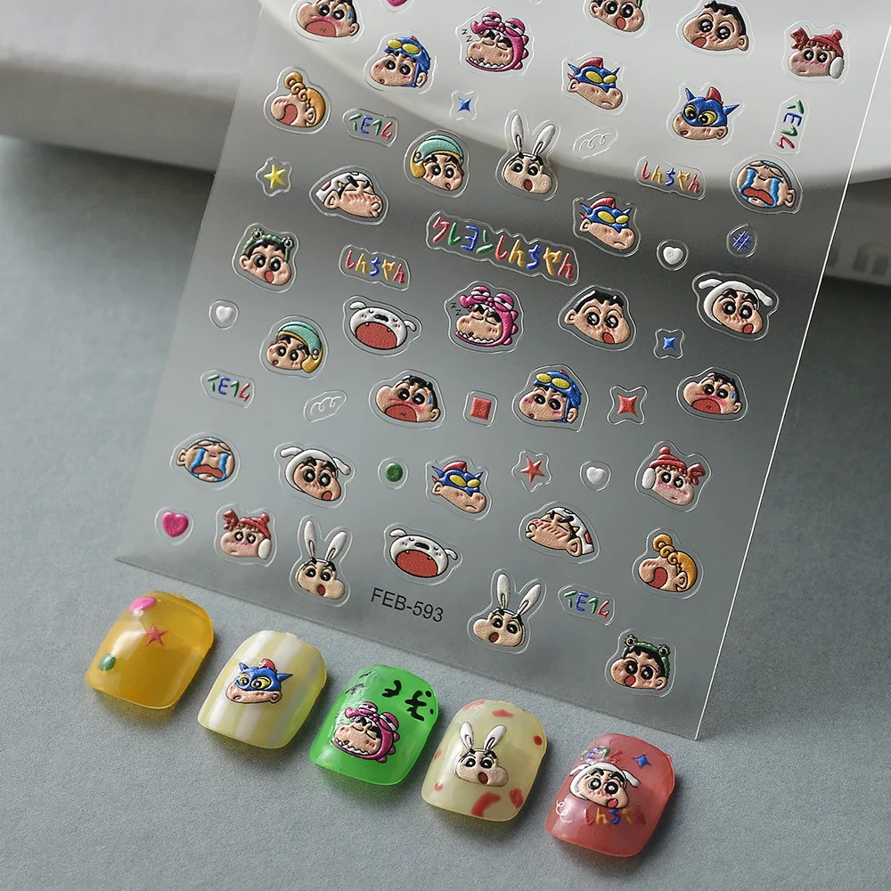 

Crayon Shin-chan Cartoon Waniyama Nail Stickers Anime Women Creative 5D Relief Nail Decoratiive Finger Stickers Art Decoration