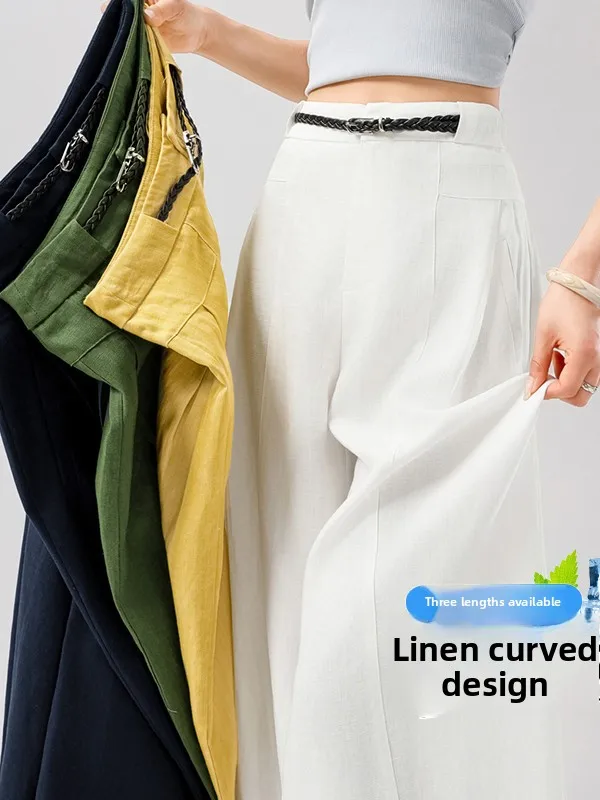 

Authentic Summer 2026 High Waist Wide Leg Pants Casual Floor Length Knife Trousers for Women Linen Blend Comfortable